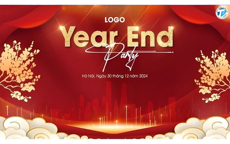 Background tất niên công ty tone đỏ vàng sang trọng